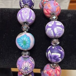 NWOT Floral Purple STRETCH Beaded Bracelets Purchased in Greece